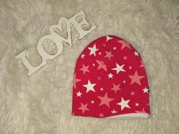 Beanie Kopfumfang 46-48cm "Sterne rosa"